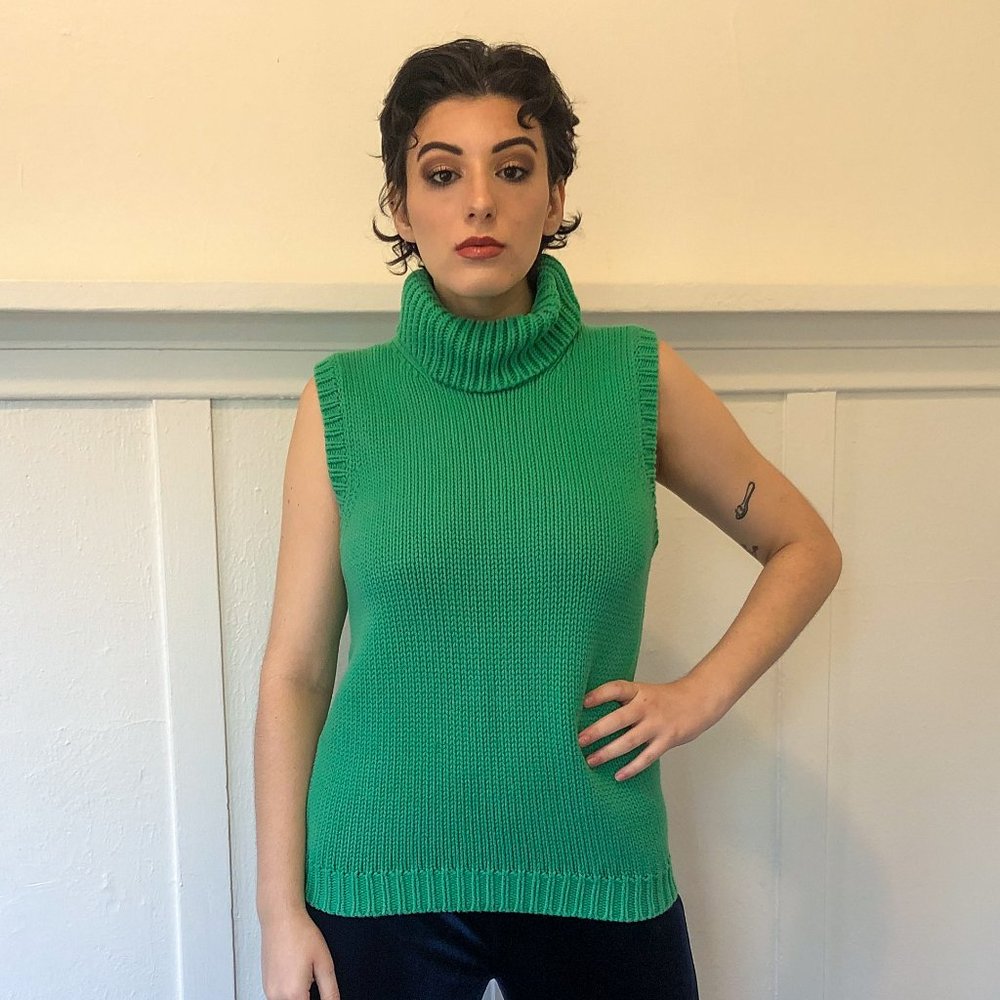 Lauren Ralph Lauren Green Turtleneck Tank